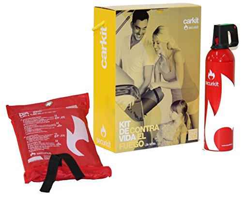 KIT CONTRA INCENDIOS CARKIT. Spray extintor tamaño coche+ Manta Ignífuga M1,2x1,8 apta para uso en personas. ¡¡Ahora con soporte extintor de regalo!!