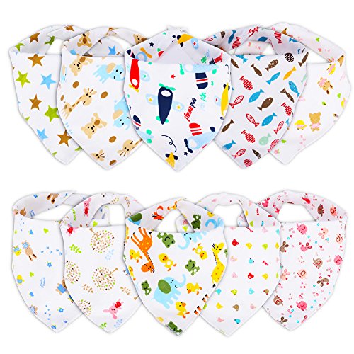 GHB Bandana Dribble Bib for Babies and Toddler 10-Pack