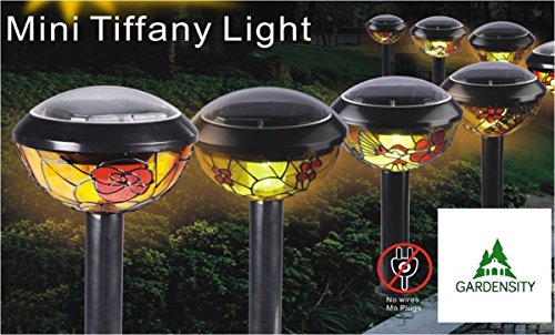 Gardensity Solarlampe Mini Tiffany, Garten-/Terrassenbeleuchtung, Set mit 8, bleihaltig, Glas-Stil - 2