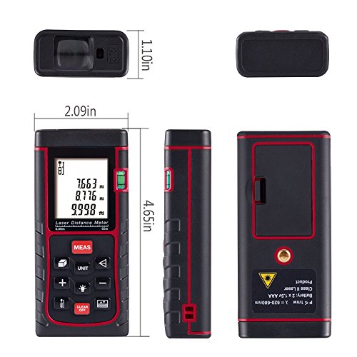 GRDE® Laser Entfernungsmesser mit Distanz & Winkelmessung, Bereich & Volumenberechnung Distanzmesser mit M/In/Ft - 4