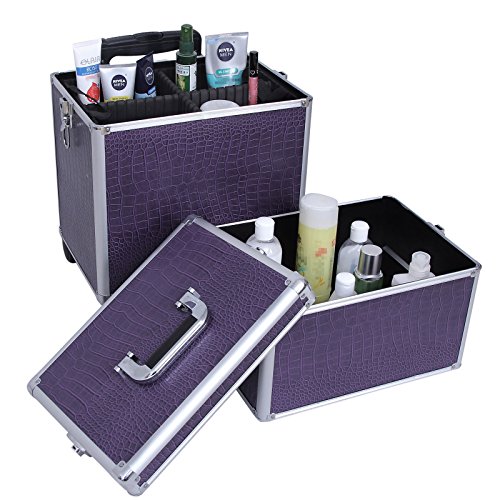 Songmics Kosmetikkoffer Trolley größe XL 2 in 1 croco lila JHZ03P - 3