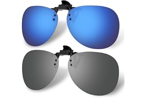 Hifot Lot de 2 lunettes de soleil à clipser, verres polarisés pour lunettes de vue, lunettes de soleil myopie sans monture pour homme femme