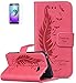 Produktbild ISENPENK Samsung Galaxy A5(2016)/A510F/A5(2016)Duos Flip Case,Original Flip Bookstyle Cover Wasserdicht Shockproof Anti Slip Protection Leather Case,Schmetterling Print Muster Pattern Wallet Case mit Intern Karte Schlitz,Anti-Sturz Stoßfest Stoßdämpfend Triangle Hemming Wallet Tasche,Magnetic Closure Schutzhülle mit Standfunktion und Handy Gürtel für Samsung Galaxy A5(2016)/A510F/A5(2016)Duos 5.2Zoll-[rote]+Panzerglas Folie/Displayfoile/Displayschutzfolie