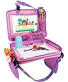 WIDELY USE: Multifunctional portable tray, not only as a back-seat car organizer but a lap / drawing desk / dining table. If your children are hungry or bored on a long journey, it will bring you an entertaining travel time.