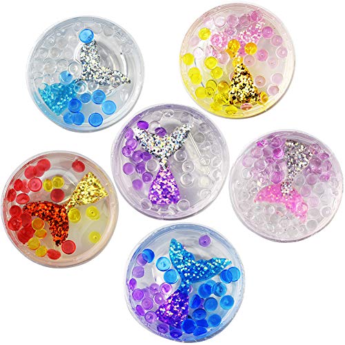 SWZY Mermaid Slime Cute Ice Crystal Mud Clay Toy with Fishbowl Beads and Fish Tail, 6 Pack