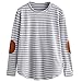 Produktbild Manadlian Mode Damen Frauen Casual Lose Patchwork Langarm Streifen O Neck Tops Bluse T-Shirt in 4 Farben Lange Ärmel Bluse (M, Grau)