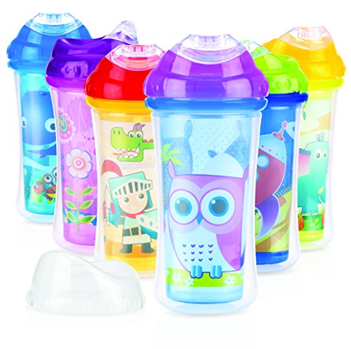 Nuby clik-it Ultra Isolierbecher aus Polypropylen mit weichem Trinkschnabel Tropfschutz 270 ml 18 + Monate – Farbe Zufällig