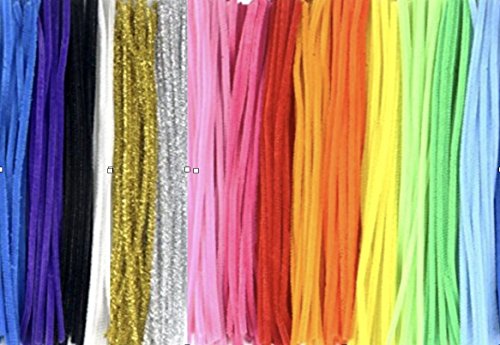 300 Stück Pfeifenreiniger DIY Pfeifenreiniger Set, 15 Farben und mit 100 Wackelaugen als Geschenken