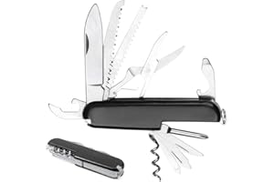 JAWUZ Coltellino tascabile 9 * 2.4 * 1.4CM coltello pieghevole Coltellino Svizzero,coltello tascabile coltello multiuso Campeggio,mini coltello 11 Funzioni (Nero)
