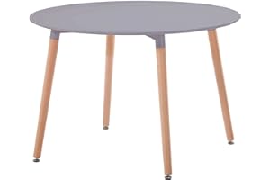 MILANI HOME S.R.L.S. Milani Home - Thomas - Tavolo da interno - Rotondo - Design Scandinavo in plastica e legno - 120 cm x 75 h - Colore Grigio - Ideale per tutti tipi di arredi
