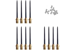 HERZWILD Końcówki do darta 12 szt. gumowych pierścieni do rzutek – stalowe końcówki metalowe do rzutek stalowych