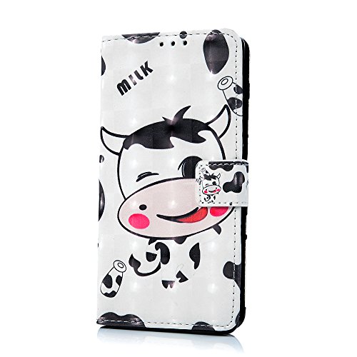Huawei P9 Lite Hülle Badalink Schutzhülle Leder PU+TPU Handyhülle 3D Cartoon Kuh Handytasche Wallet Case Ständer Magnet-Schloss Cover Flipcase - 4