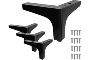 Cjueiom 10cm / 4 Inch Furniture Legs Black Sofa Legs Set of 4, Modern Table Legs Metal Triangle Furniture Feet, Sofa Foot Couch Legs Replacement for Cabinet Cupboard Chair Ottoman