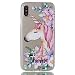 Produktbild iPhone X Hülle, Chreey Ultra Dünn Transparent Flexible Bumper Case Öl Glanz Weiche TPU Silikon Schutzhülle 3D Druck Muster Handyhülle Kreative Freizeit Handy Backcover [Rosa Einhorn]
