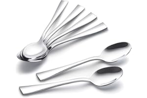 YFWOOD Teaspoons Set of 6, 5.1inch Stainless Steel Dessert Spoons, Dishwasher Safe Mirror Polishing Spoon Set for Coffee, Dessert, Tea, Appetizer