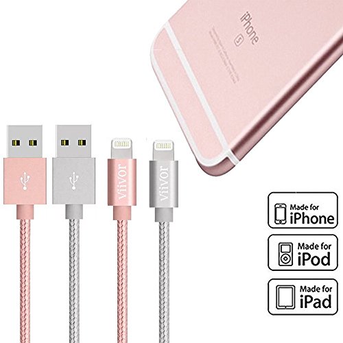 iPhone Ladekabel,ViiVor 3Pack 1M 2M 3M Nylon iphone Lightning Kabel USB Kabel für Apple iPhone 7/7Plus/5/iPhone6/iPhone SE/6/6Plus/6s/6s Plus/5/5 /5s,iPad Pro Air Air 2 mini2 mini3 4th Gen, iPod Nano 7th Gen (3PACK 1M 2M 3M) - 4