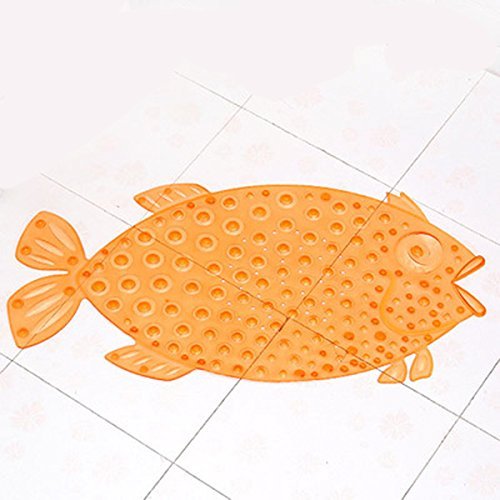 Itian Fisch-Bad Duschmatte mit Rutschfest Anti Skid Saug Sucker, Verbessern Sicher Rate (Orange) - 2