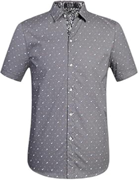 SSLR Herren Druck Regular Fit Kurzarm Button Down Hemd