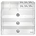 Beautify Make Up/ Jewellery Organiser - Large Clear Acrylic Storage Box , Cosmetic Stand with 3 Drawers, 21 Brush/Lip Gloss Holders & 6 Individual Top Sections