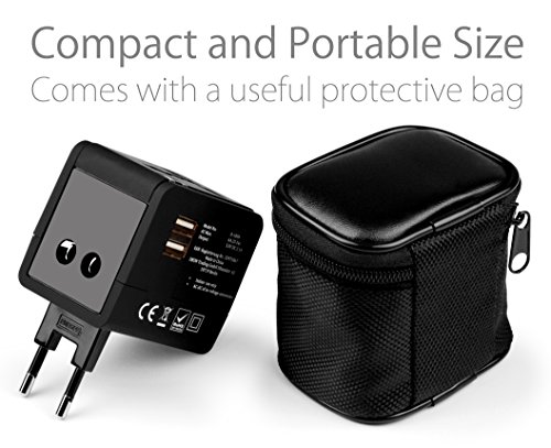 MyGadget Universal Weltreise Reiseadapter Travel 2100 mAh (UK, USA, EU, AU) mit 2x USB Adapter für u.a. England, China, Japan, Kanada, Australien in Schwarz - 6