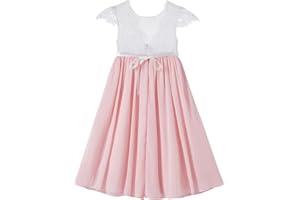 Beganly Mädchen Festtagskleider Spitze V-Rücken Kleid ärmellos Flauschig Tüll Prinzessin Partykleid Blumenmädchen Kleider