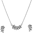 VOYLLA Fresh Fern Bella Necklace Set for women|Oxidised Necklace Set For Women|EveryDay|Festive|Wedding|Gift For Women|