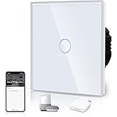BSEED ZIGBEE Touch Switch Without Neutral,Glass Panel with Pilot Light,Compatible with Alexa/Tuya/Smart Life,Hub Required,1 G