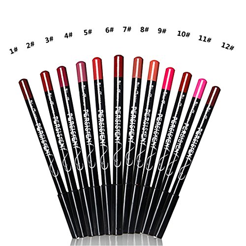 Konturenstifte, Lippenkonturenstifte Blue Oceans Lipliner, 12 Farben Professionelle Lipliner Lip Liner Lippenstift Lippenkonturenstift mit Deckel / Langhaltender Lippenstift / Lipliner Palette / Lippenstift Matt / Wasserfester Permanent Konturenstifte - 2