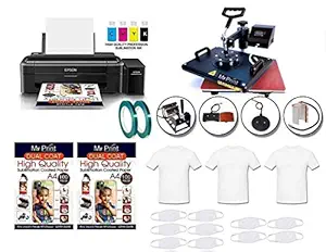 MY PRINT Metal Heat Press 5 in 1 Multi Functional Machine with Sublimation Printer Epson L130 with Sublimation Ink (Black, Pack of 1)