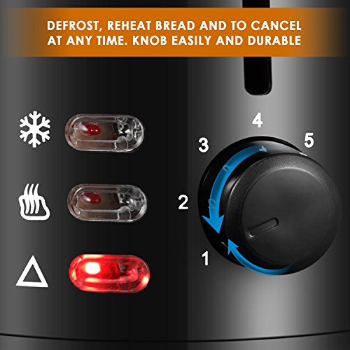 Aicok Toaster 2 Scheiben, Cool Touch Toaster mit 7 Toast Einstellungen, einfach zu reinigen, schwarz - 2