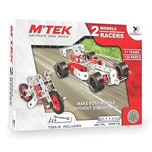 Toykraft: Mechanics Toys for Boys Girls, Mechanical Toys, Birthday Gift for Boys Girls, Engineering Kit, STEM Toys, Games for Kids Age 7, Mtek Racers - 2-in-1 Set