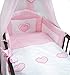 6 Piece Embroidered Baby Bedding Sets to fit Cot & Cotbed - (Cot 120 x 60cm, Hearts Pink)