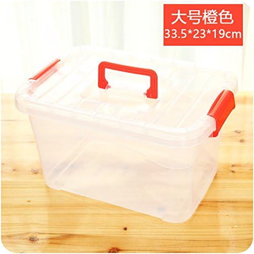XXAICW Storage box plastic King size quilt cover transparent mobile toys household clothing underwear storage box chest , Large orange