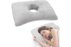 Ruioomeep Piercing Kissen Ohr – Donut Kissen mit Loch für Ohr, CNH Piercingkissen gegen Ohrenschmerzen & Entzündung, weich für Seitenschläfer, grau