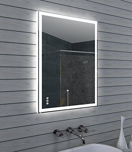 Design Badezimmerspiegel mit Dimmer, Warm und Kaltweiß und Touchschalter 80 x 60 cm - 5