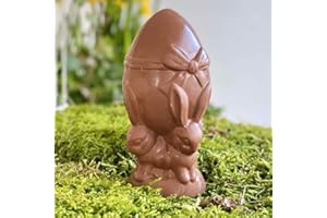 CHOCODIC MAÎTRE ARTISAN CHOCOLATIER DEPUIS 1995 Moulage chocolat de Paques LAPINS OEUF SUR LE DOS 140g - chocolat de Pâques - Fabrication artisanale en France - chocolat de paques lapin poule cloche poussin oeuf