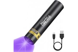 Alonefire SV57 3W Petit Lampe Torche UV LED 365nm Rechargeable Lampe Ultraviolet Lumiere Noire Détecteur Mini D'urine pour Resine, Fluoresceine, Minéraux avec Indicateur de Charge, Batterie Intégrée