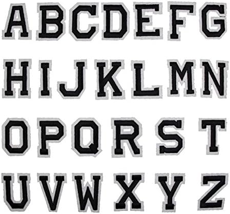 Alphabet Letters Iron on Patches Crafts Sew on patch Applique Badge Black White (P)