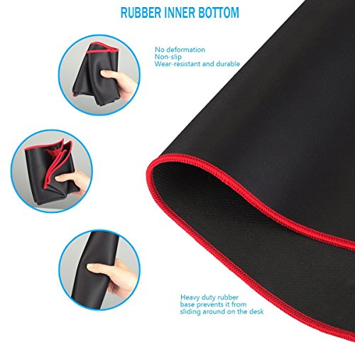 Flyox Großes Gaming Mauspad, Wasserdicht mit Anti-Rutsch-Gummi-Basis (701 * 300 * 2 mm) (Schwarz) - 4