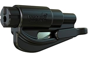 Resqme Oryginalne narzędzie do ewakuacji z samochodu z brelokiem awaryjnym, przecinak do pasów bezpieczeństwa i wybijak do szyb, wyprodukowany w USA, czarny