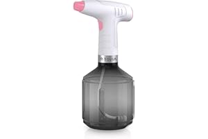 T TOVIA Plant Mister Spray Bottles Gardening, Battery Powered Garden Sprayer Pump Spray Bottle 1 L, Automatic Electric Weed Sprayers Fine Mist for Gardening, Fertilizing, Household Cleaning, Pink