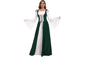 Gammify Vestito da donna medievale costume rinascimentale abito da regina vittoriana abiti da principessa costume tromba maniche gotico maxi abito
