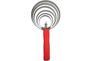 HIXNUG 6 Circles Horse Itching Brush Red Stainless Steel Horse Comb Reversible Curry Comb Fur Remover Scraper Professional Grooming Brush for Horse Cow Sheep Pet