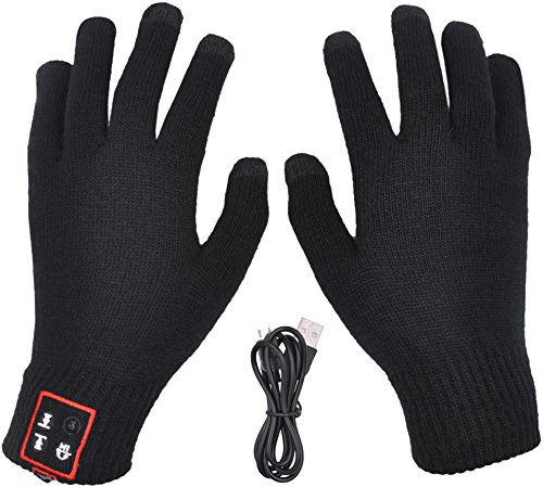 FULLLIGHT TECH Bluetooth Phone Gloves Touchscreen Handsfree Call Gloves with Built-in Speakers & Mic for iPhone Android Men Christmas Gifts (Black)
