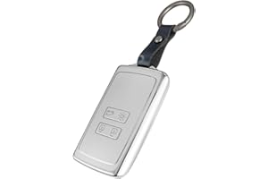 Baisirui Coque de Clé de Voiture pour Etui Carte Renault Megane 4 Kadjar Clio 5, Coque Clé Intelligente en Alliage D'aluminium 4 Boutons Auto Clef Accessoires (Sable mouvant argenté)