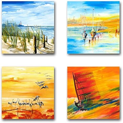 Cairnsi 4 pieces Modern beach of fresco art painting home decoration murals art decorative painting.ship