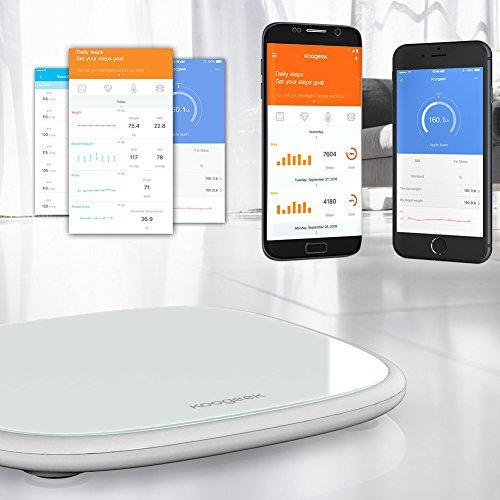 Koogeek digital Körperwaage Personenwaage bluetooth 4,0 bis zu 440lb / 200kg kg/st/lb Glasswaage Babywaage - 2