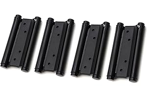 YOUNG WOLF 2 Paar 5 Zoll schwarze Doppelfunktions-Edelstahl-Türscharniere für Saloon Cafe selbstschließend perfekt verstellbar 125mm Lang