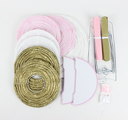 SUNBEAUTY 11er Set Gold Rosa Weiß Tissue Papier Honeycomb Wabenball Lampion Pom Poms Party Feier Geburtstag Hochzeit Dekoration - 3