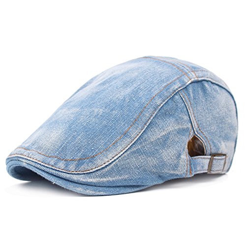 WETOO Boina Hombre Denim Ajustable al Aire Libre Gorra de Vendedor de periódicos Casual